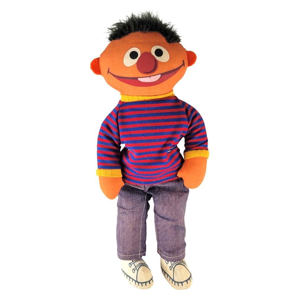Vintage Ernie Plush 14" Sesame Street Knickerbocker 1970s Taiwan Doll